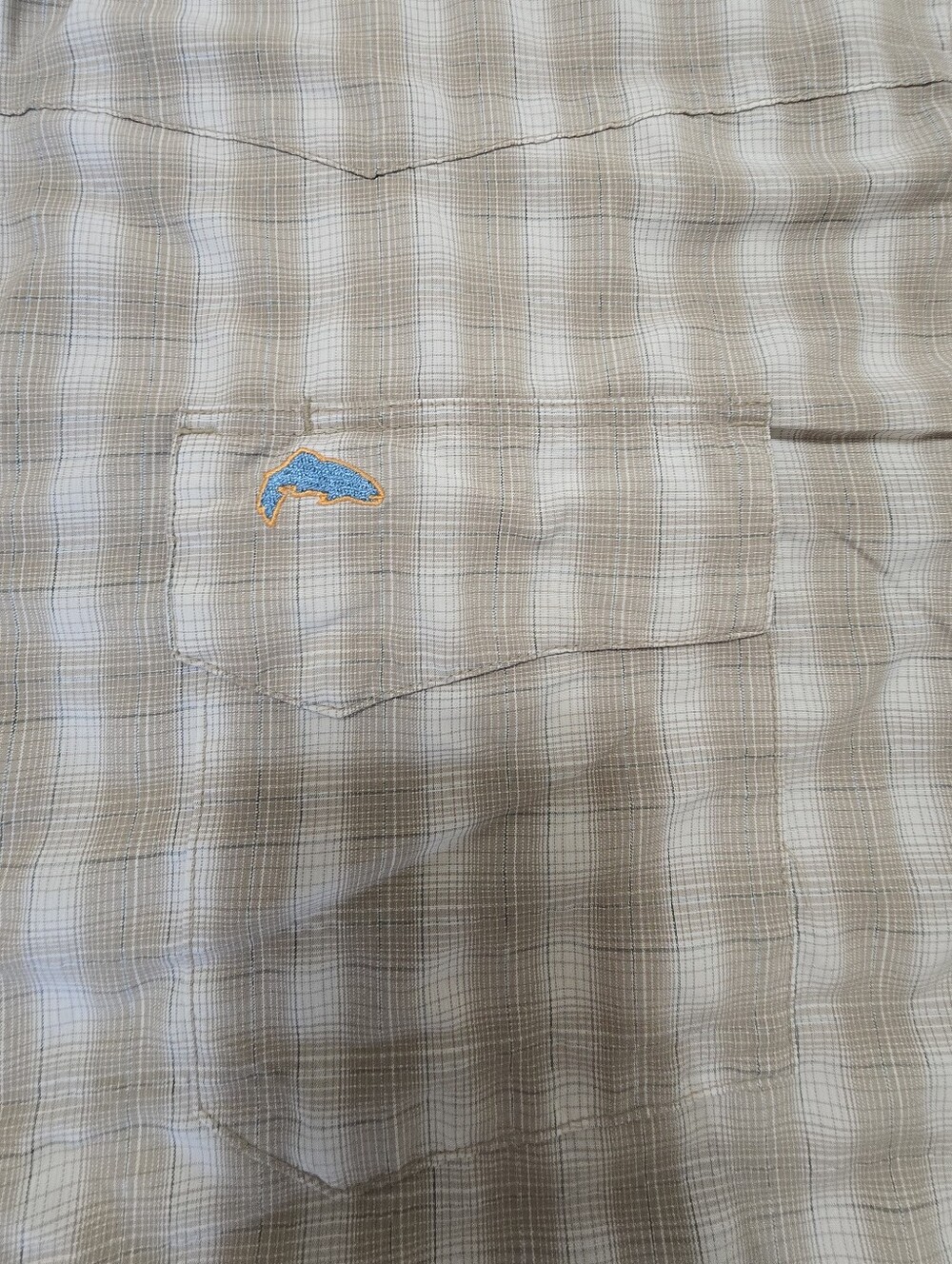 Simms Men's Big Sky Long Sleeve Shirt Tan Plaid XXL Fishing Outdoor - Picture 8 of 10